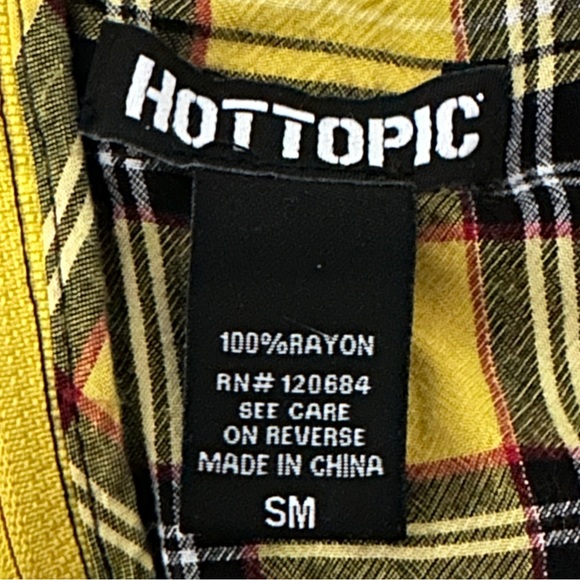 Y2K Hot Topic Yellow Plaid Cami Dress Tied Spaghetti Straps Women’s Size Small - Picture 8 of 9